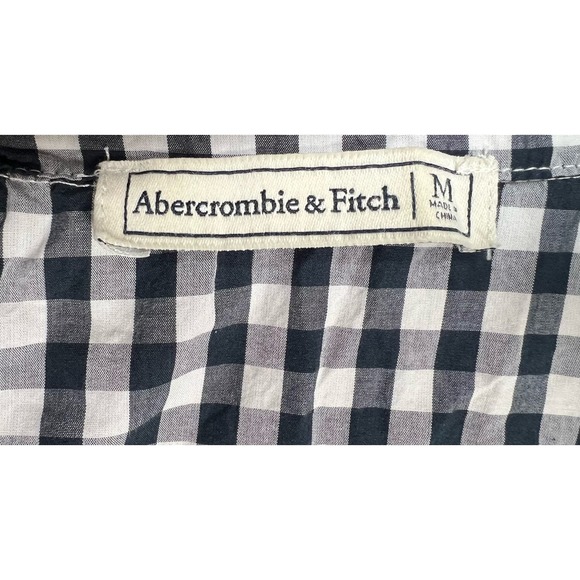 Abercrombie and Fitch Off the Shoulder Shirt Black White Gingham MEDIUM‎ - Picture 10 of 10